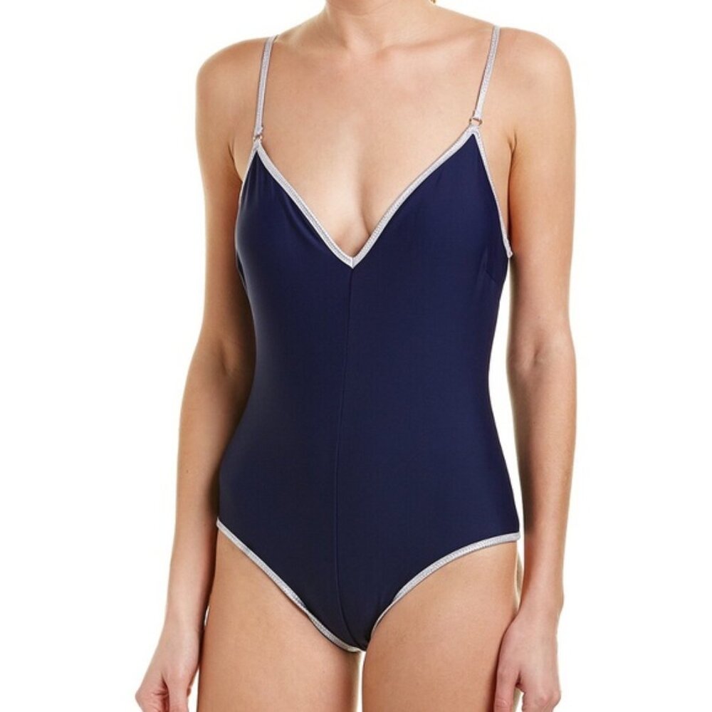 Sam Edelman Cheeky One PieceSwimsuit XS Navy/Silver Nautical  NWT